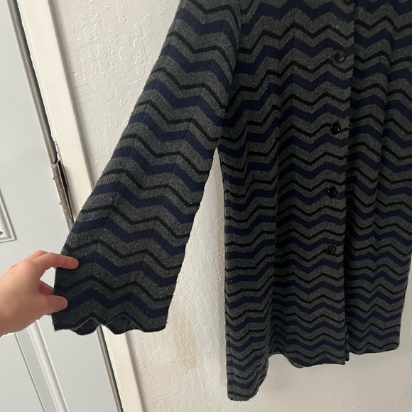 Amina Rubinacci Chevron Longline Button Fromt Cardigan Sweater - Picture 2 of 10